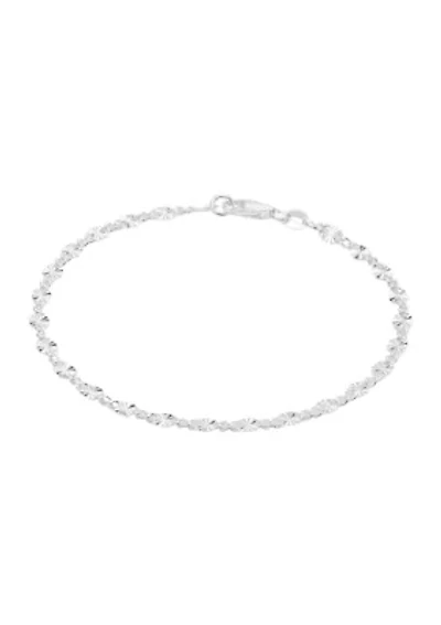 Sterling Silver Oval Disc Chain Bracelet
