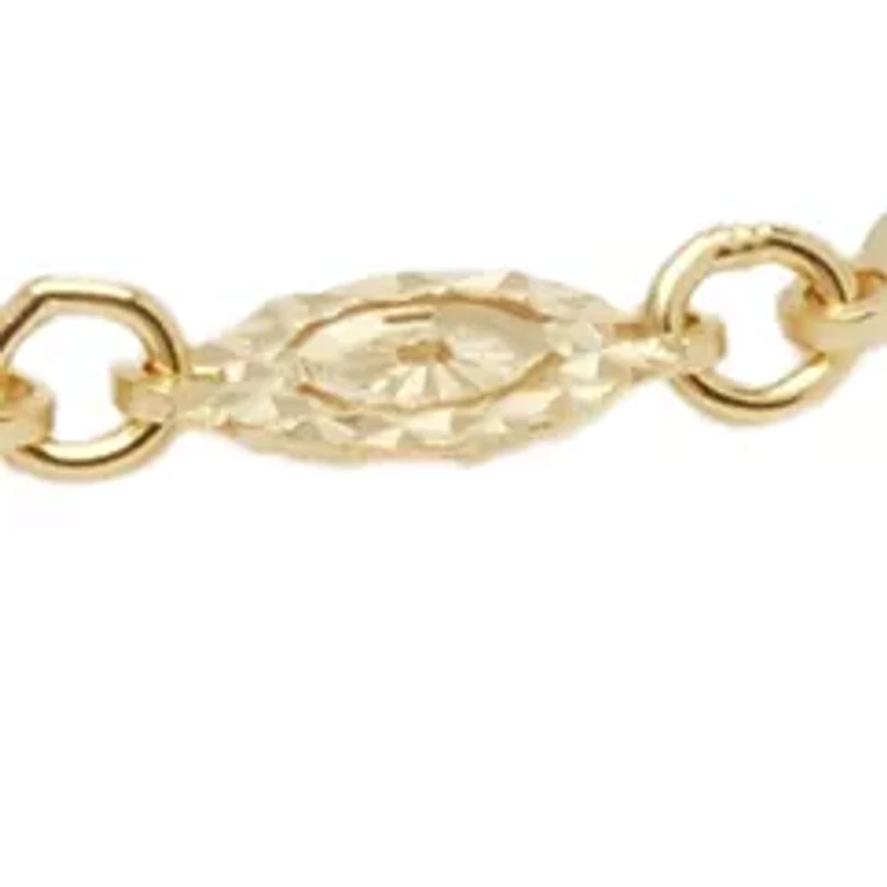 Gold Tone Sterling Silver Pierced Oval Chain Bracelet