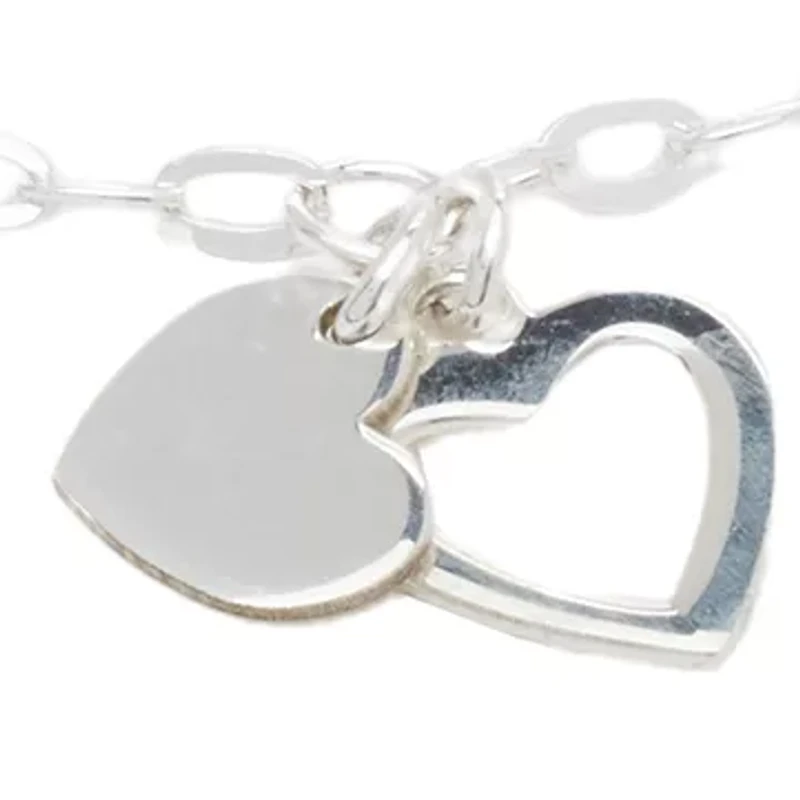 Sterling Silver Double Heart Chain Bracelet
