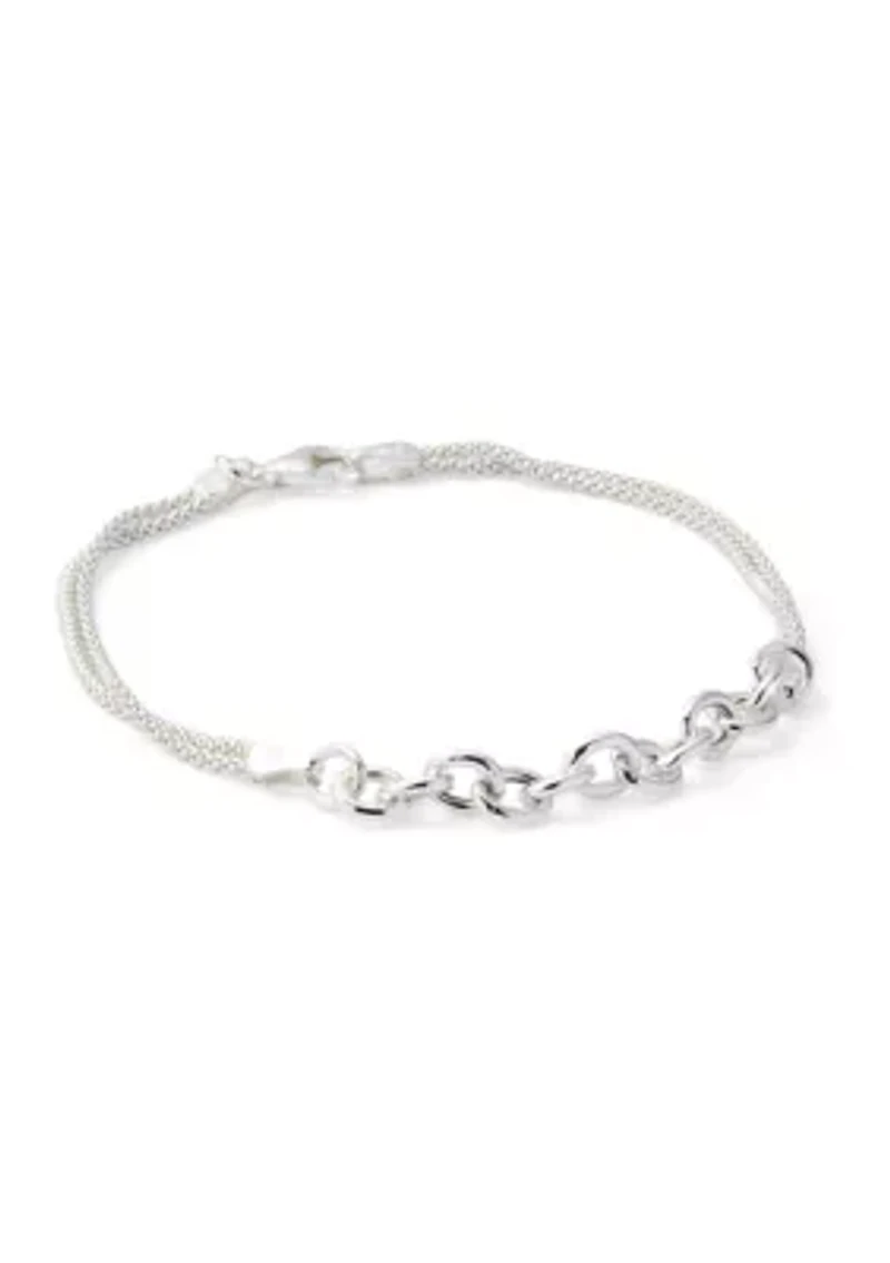 Sterling Silver Combo Chain Bracelet