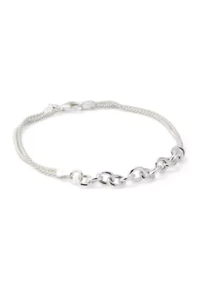 Sterling Silver Combo Chain Bracelet