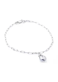 Silver Plated Heart Lock Paperclip Bracelet