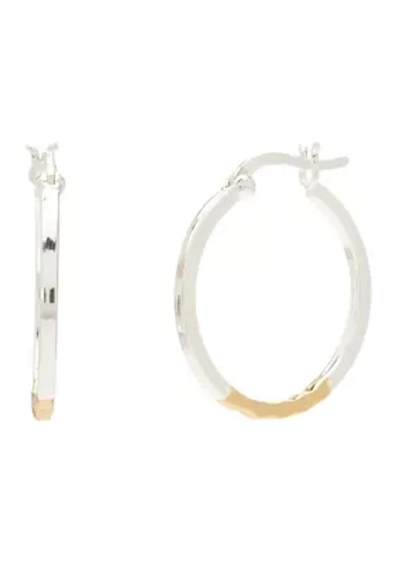 Two Tone Twist Click Top Hoop Earrings