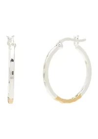 Two Tone Twist Click Top Hoop Earrings