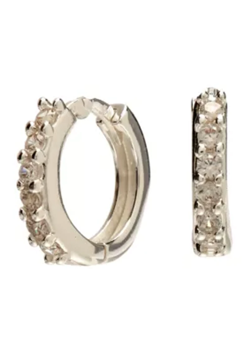 Silver Plated Cubic Zirconia Huggie Earrings