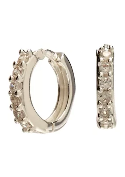 Silver Plated Cubic Zirconia Huggie Earrings