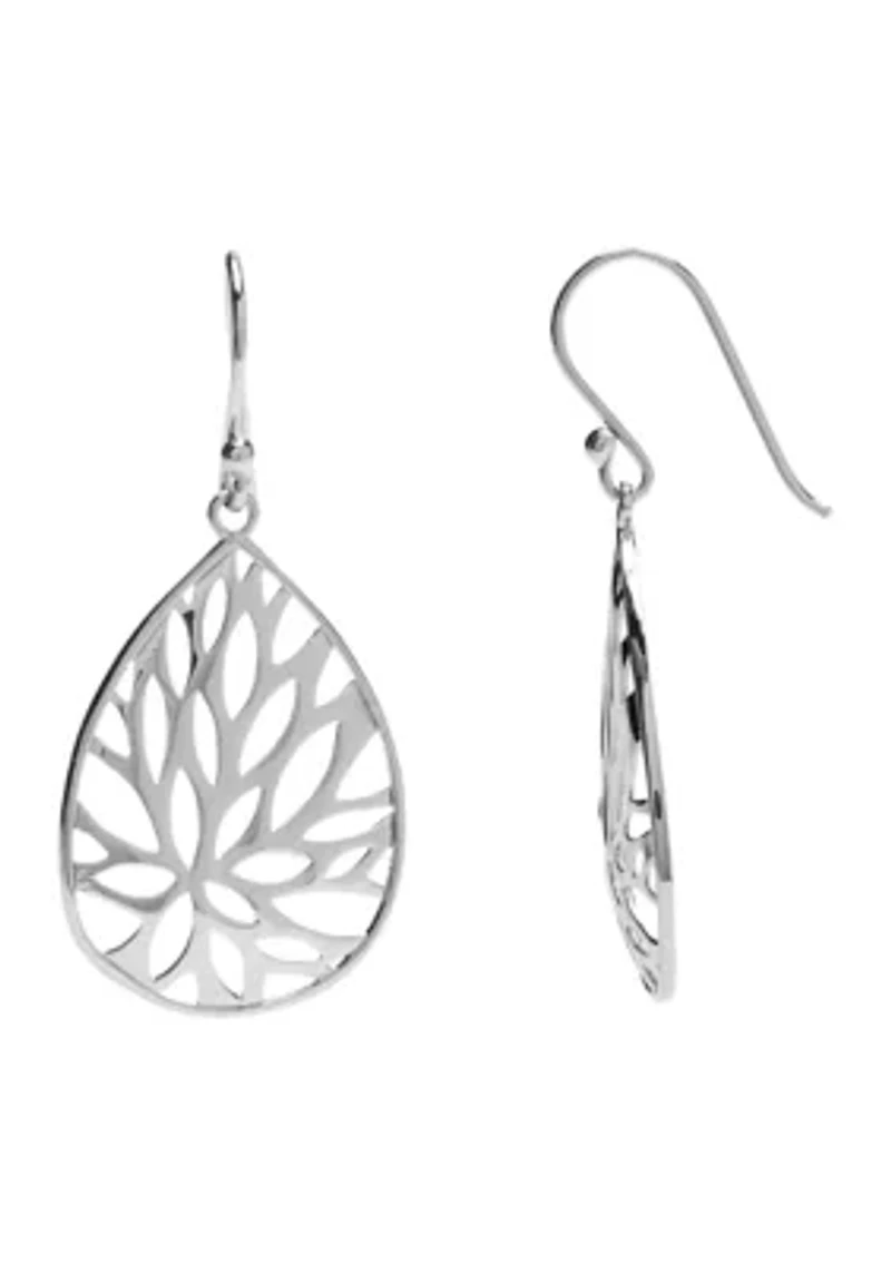 Silver Plated Filigree Teardrop Earrings