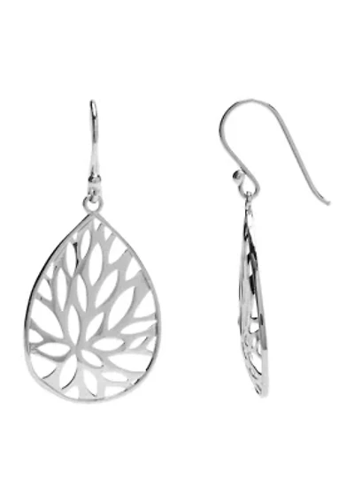Silver Plated Filigree Teardrop Earrings