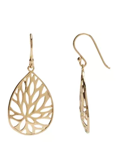 Gold Plated Filigree Teardrop Earrings