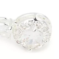 Silver Plated CZ Solitaire Cuff Bracelet