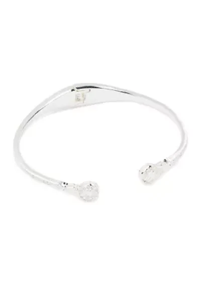 Silver Plated CZ Solitaire Cuff Bracelet
