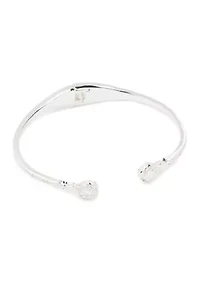 Silver Plated CZ Solitaire Cuff Bracelet