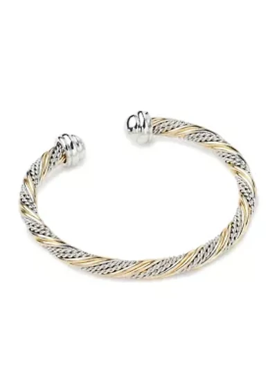 Two Tone Plated Twisted Bangle Bracelet