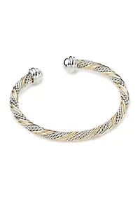 Two Tone Plated Twisted Bangle Bracelet