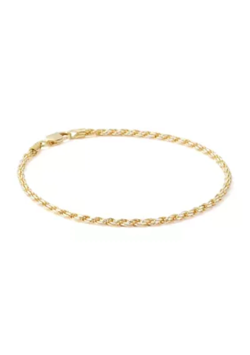 Sterling Silver Two Tone Rope Chain Bracelet