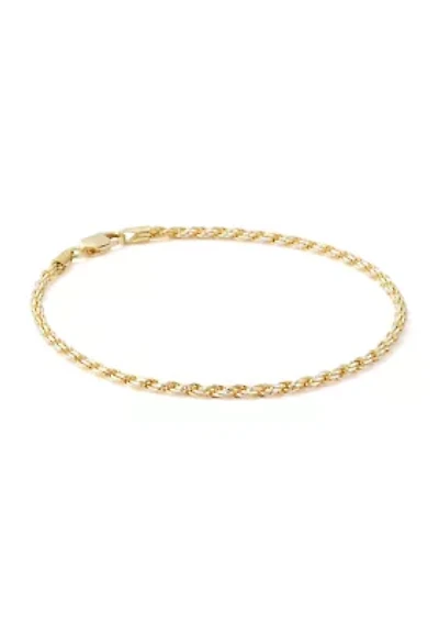 Sterling Silver Two Tone Rope Chain Bracelet