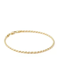 Sterling Silver Two Tone Rope Chain Bracelet