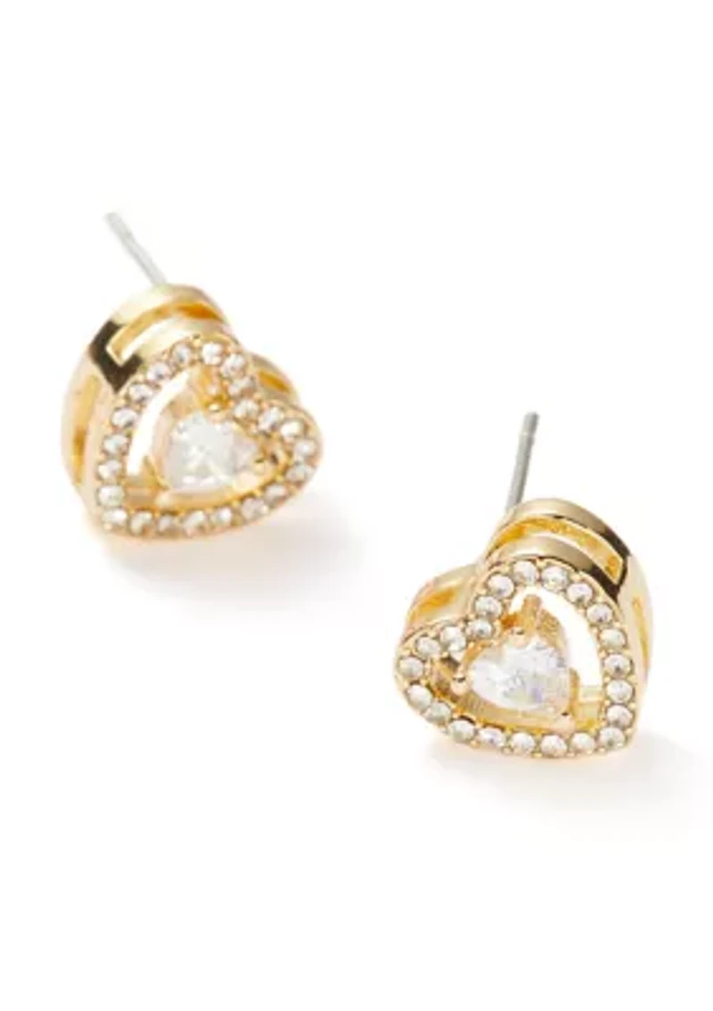 Gold Plated Heart Pendant Necklace and Earrings Set