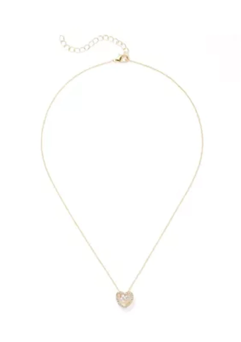 Gold Plated Heart Pendant Necklace and Earrings Set