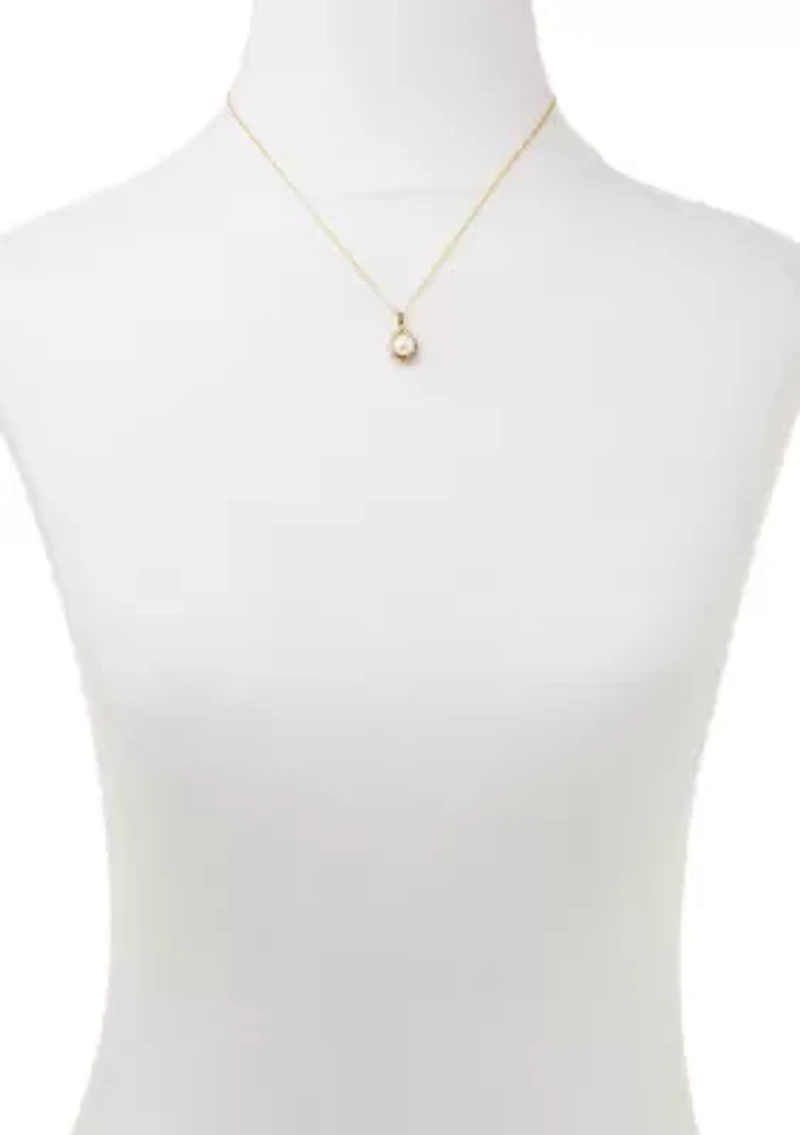 Gold Plated Pearl Pendant Necklace and Stud Set