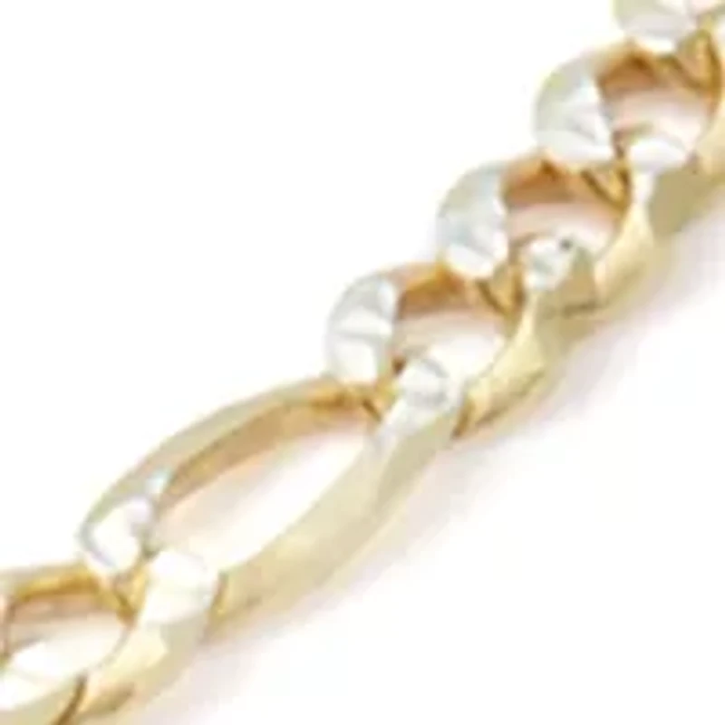 Two Tone Sterling Silver Figaro Chain Necklace