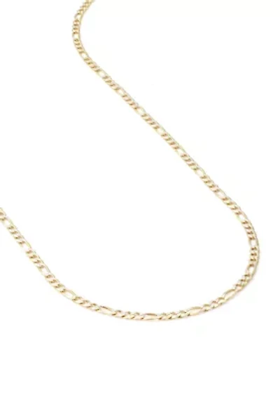 Two Tone Sterling Silver Figaro Chain Necklace
