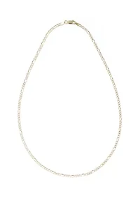Two Tone Sterling Silver Figaro Chain Necklace