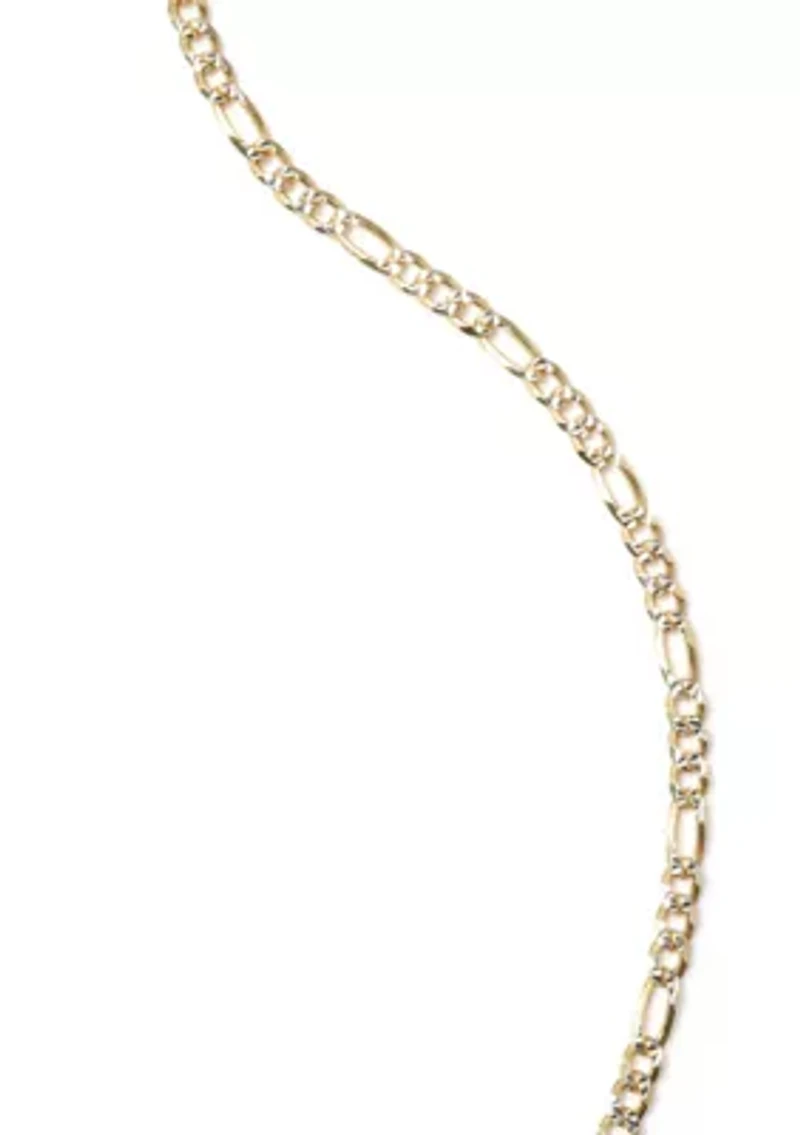 Two Tone Sterling Silver Figaro Chain Necklace