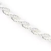Lab Grown Rope Chain Necklace Sterling Silver