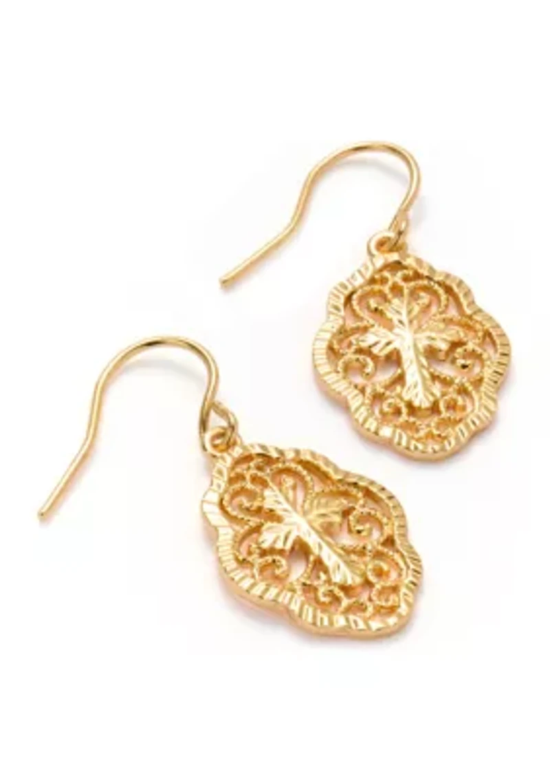 Fine Gold-Plated Filigree Drop Earrings