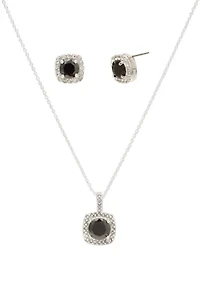 Square Stone Necklace and Earrings Set