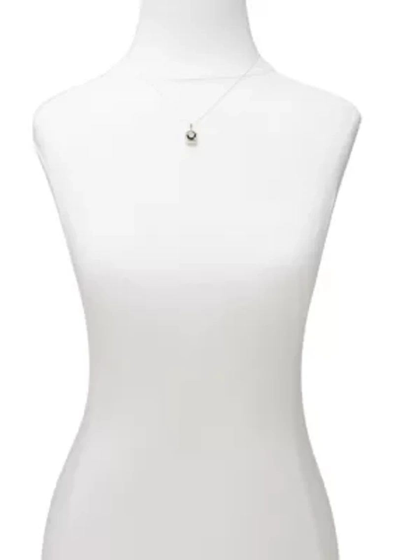 Square Stone Necklace and Earrings Set