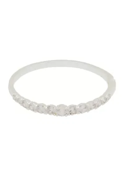 Silver Plated Cubic Zirconia Graduated Bangle Bracelet