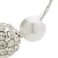 Cubic Zirconia Pearl Silver Necklace and Earrings Set