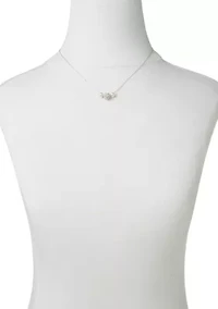 Cubic Zirconia Pearl Silver Necklace and Earrings Set