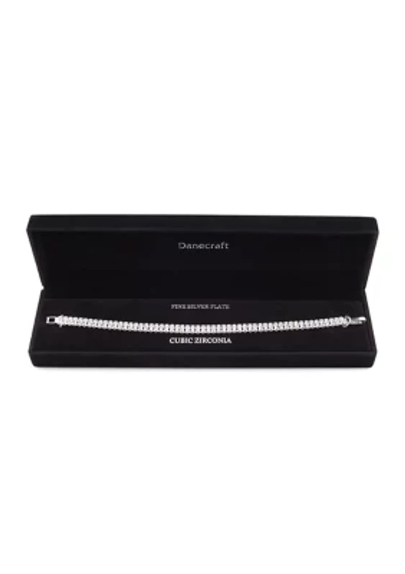 Silver Plated Baguette Cubic Zirconia Tennis Bracelet