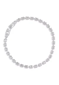 Silver Plated Oval Cubic Zirconia Tennis Bracelet