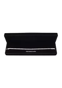 Silver Plated Oval Cubic Zirconia Tennis Bracelet