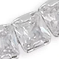Silver Plated Square Cubic Zirconia Tennis Bracelet