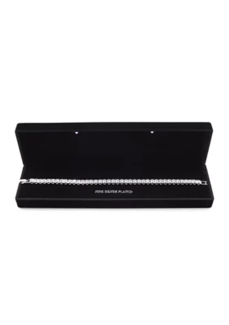 Silver Plated Square Cubic Zirconia Tennis Bracelet