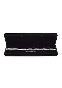 Silver Plated Square Cubic Zirconia Tennis Bracelet