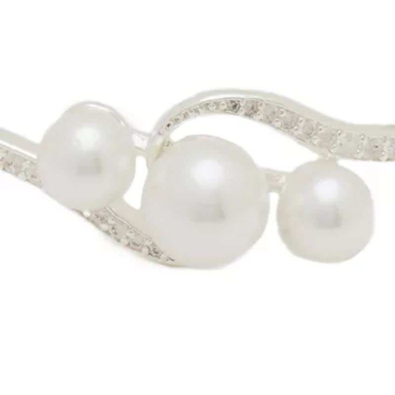 Silver Plated Triple Pearl Bangle Bracelet