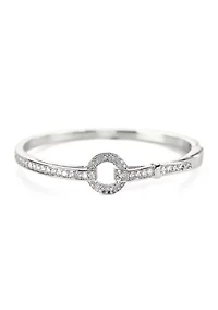 Silver Plated CZ Belt Hinged Bangle Bracelet