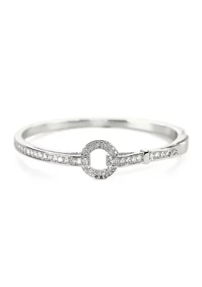 Silver Plated CZ Belt Hinged Bangle Bracelet
