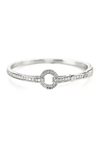 Silver Plated CZ Belt Hinged Bangle Bracelet