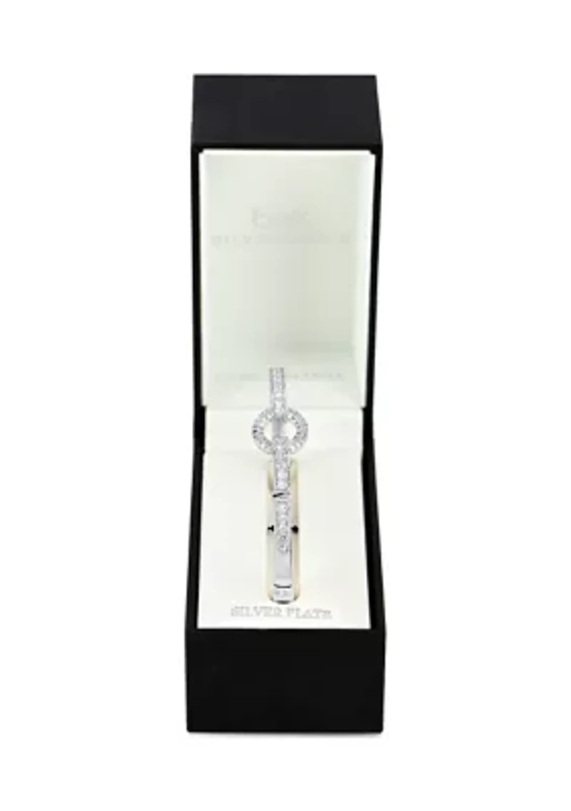 Silver Plated CZ Belt Hinged Bangle Bracelet