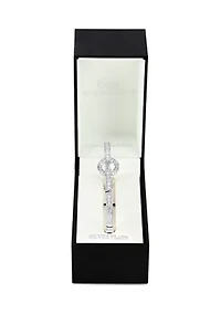 Silver Plated CZ Belt Hinged Bangle Bracelet