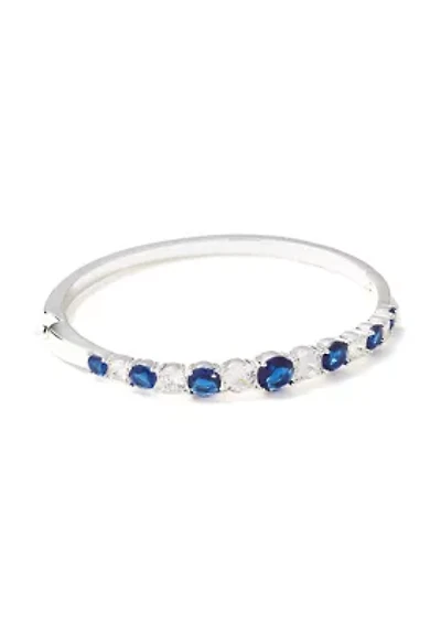 Silver Plated Stone Bangle Bracelet