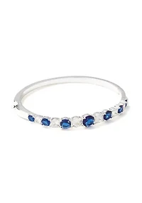 Silver Plated Stone Bangle Bracelet