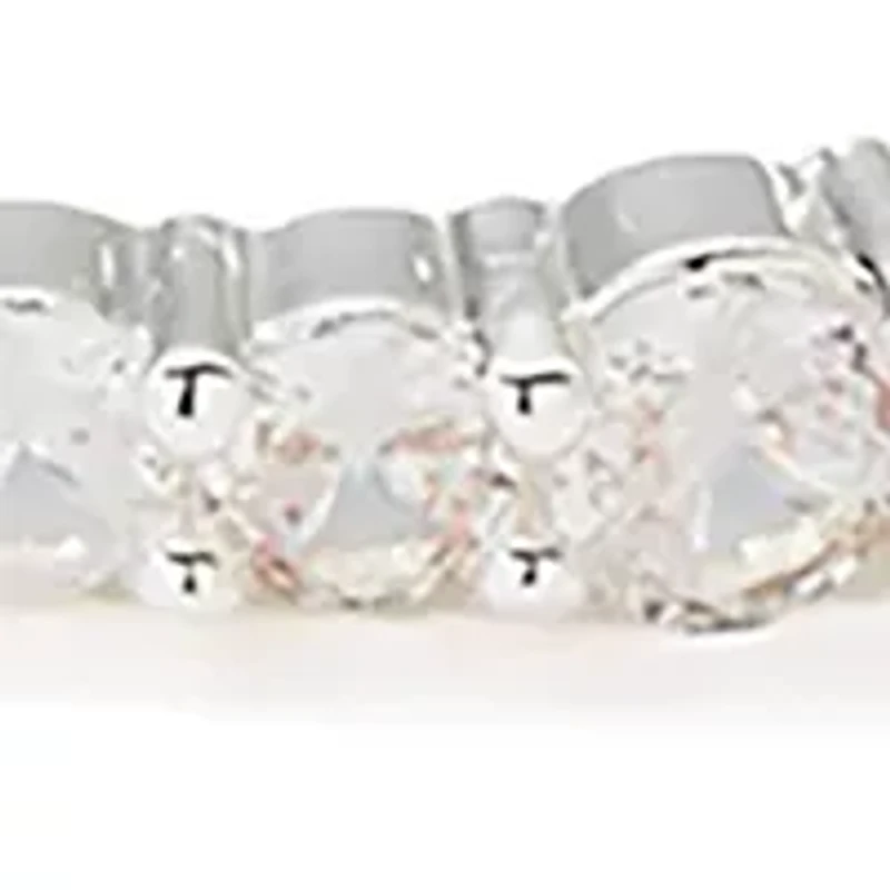 Silver Plated Crisscross Cubic Zirconia Bangle Bracelet